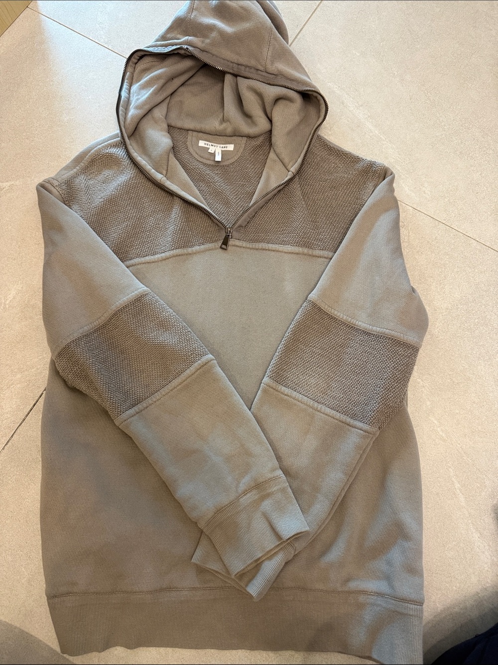 Men's Hooded Quarter-Zip Sweater - taupe
